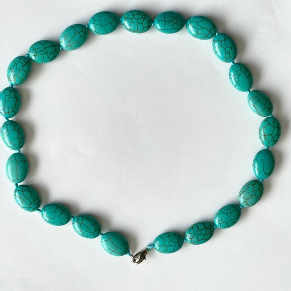 Set of Natural Turquoise Hematite Gemstones Necklace Bracelet Earrings - Picture 3 of 8